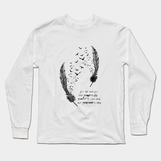 Birds feather Long Sleeve T-Shirt by RosaliArt